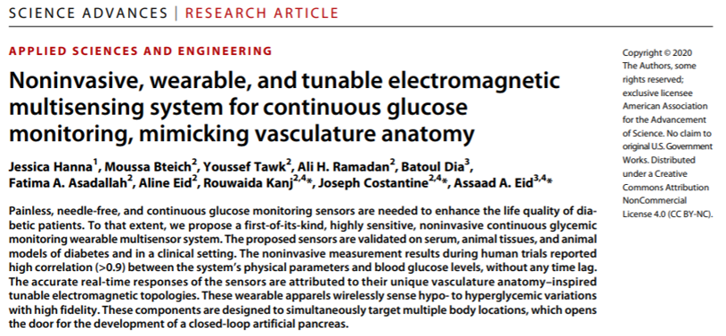《Science》子刊：隔空測血糖！首創(chuàng)、高度靈敏、可穿戴、無創(chuàng)血糖監(jiān)測傳感器